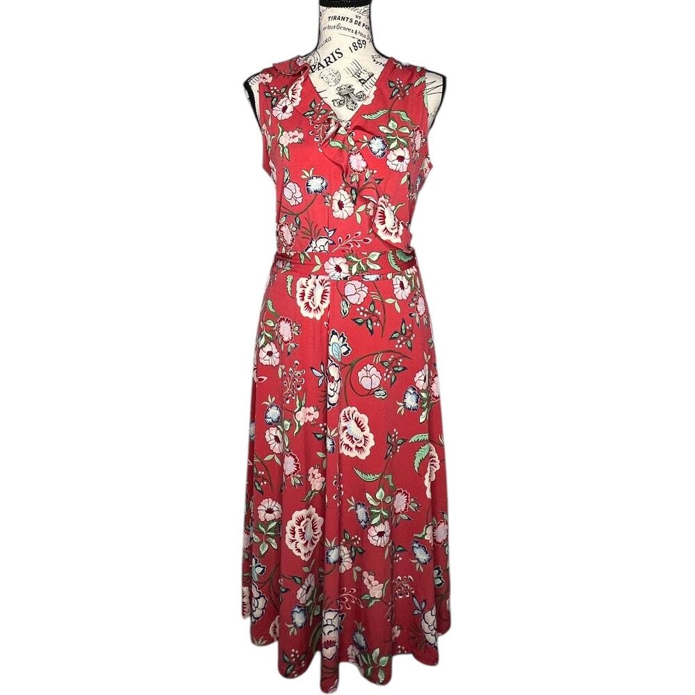 41Hawthorn (M) Floral Ruffle Faux Wrap V Neck Sleeveless Dress - Stitch Fix